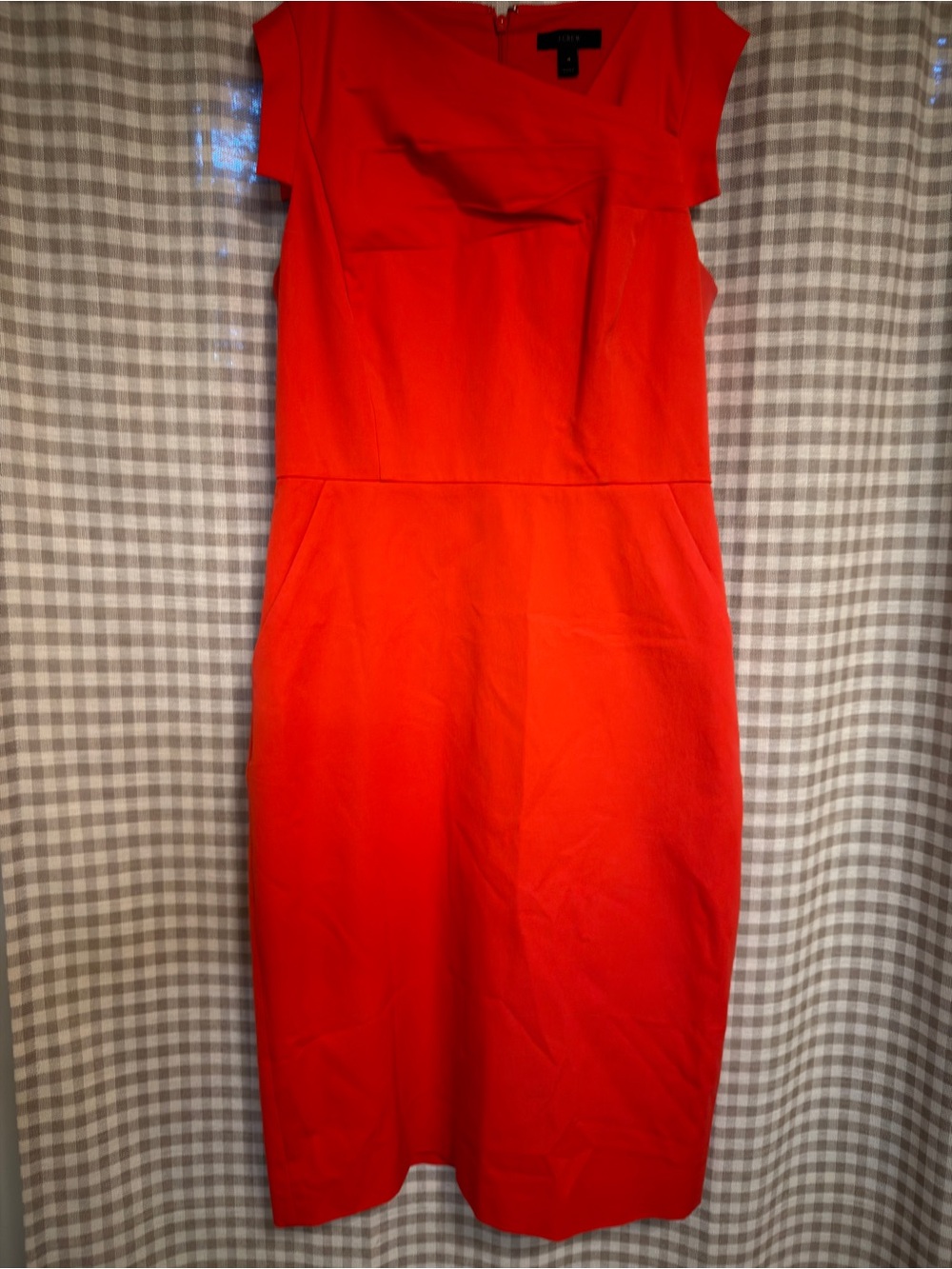 J. Crew Vibrant Red Cap-Sleeve Sheath Dress